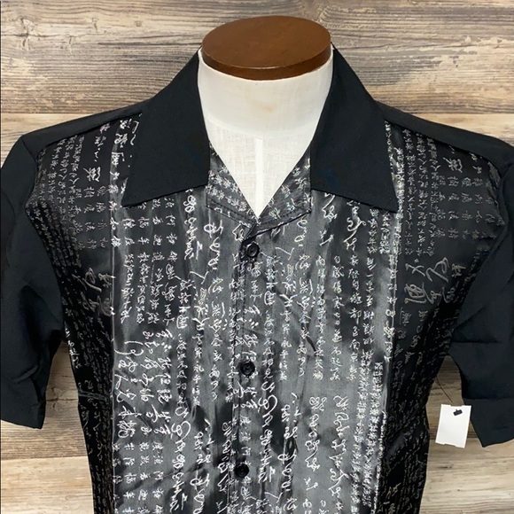 Vintage Pop Icon Metallic Button Down Bowling Shirt NWT G2 - Picture 2 of 3